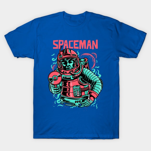 Retro Vintage Spaceman Music Design T-Shirt by New East 